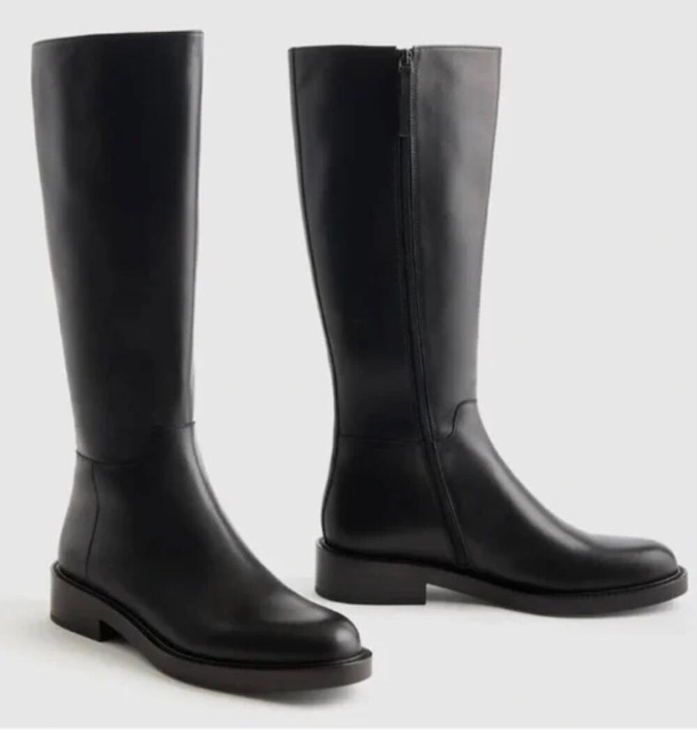 New! Quince Wm's Italian Tall Luxury Leather Riding Boots Black SIze 6 $198